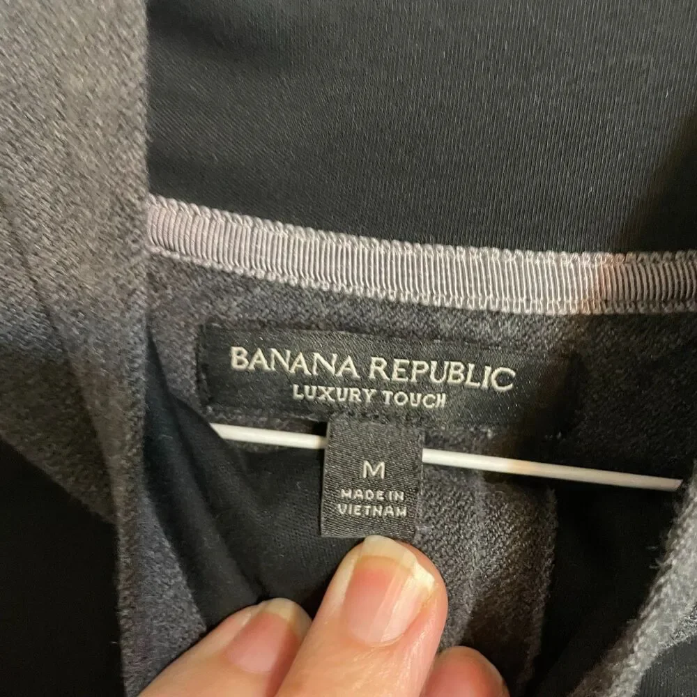 Banana Republic Men's Sweater M Black Gray Quarter‎ Zip Pullover Knit Casual